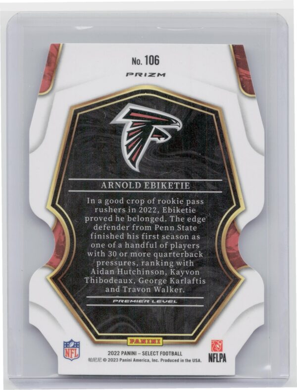 2022 Select Premier  Panini Arnold Ebiketie rookie Green and yellow Prizm diecut - Image 3