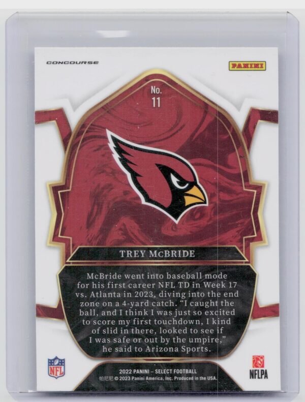 2022 Select Trey McBride RC #11 Cardinals - Image 3