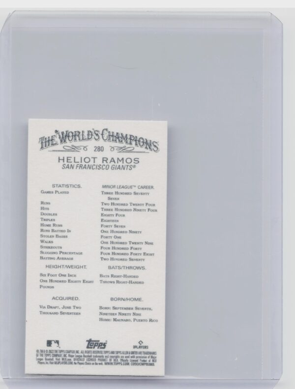 2022 Topps Allen & Ginter Heliot Ramos Mini #280 Giants - Image 3