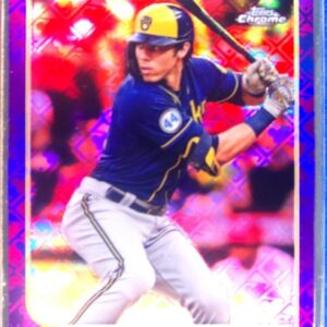 2022 Topps Chrome Logofractor Edition Christian Yelich Purple /250 #106 Brewers