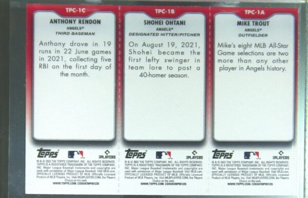 2022 Topps Opening Day Mike Trout / Shohei Ohtani / Anthony Rendon #TPC-1A,B,C - Image 3