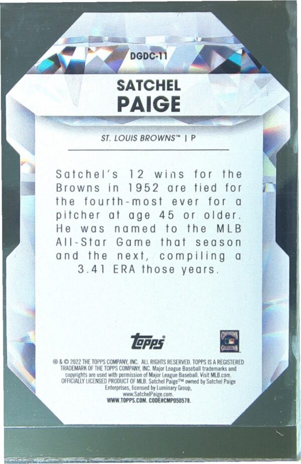 2022 Topps Satchel Paige #DGDC-11 Browns Diamond Greats Die Cuts - Image 3