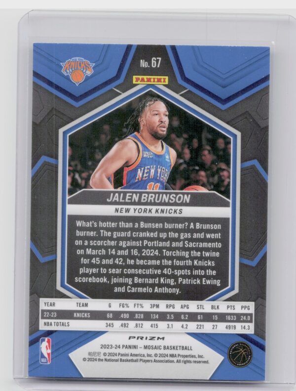 2023-24 Panini Mosaic Jalen Brunson Green 67 Knicks - Image 3