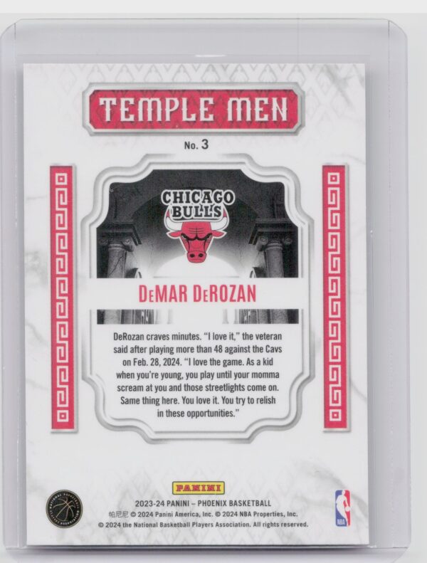 2023-24 Panini Phoenix DeMar DeRozan 3 Bulls Temple Men Phoenix Red Ice - Image 3