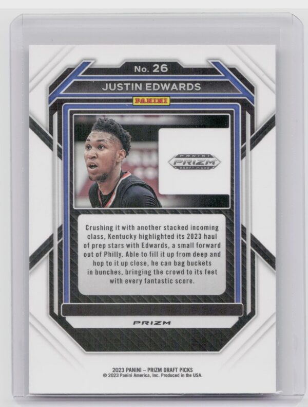 2023-24 Panini Prizm Draft Picks Justin Edwards Red Ice #26 Wildcats - Image 3