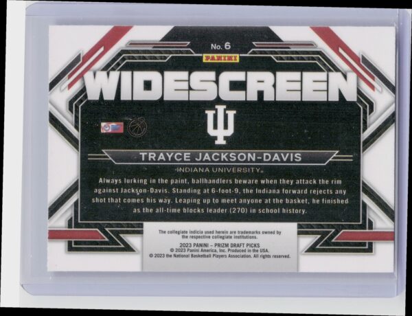 2023-24 Panini Prizm Draft Picks Trayce Jackson-Davis Widescreen #6 Hoosiers - Image 3