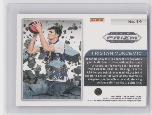 2023-24 Panini Prizm Draft Picks Tristan Vukcevic RC #14 Prizm Break - Image 3