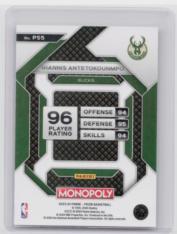 2023-24 Panini Prizm Monopoly Giannis Antetokounmpo #PS5 Bucks All Star - Image 3