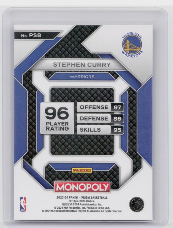 2023-24 Panini Prizm Monopoly Stephen Curry #PS8 Warriors - Image 3