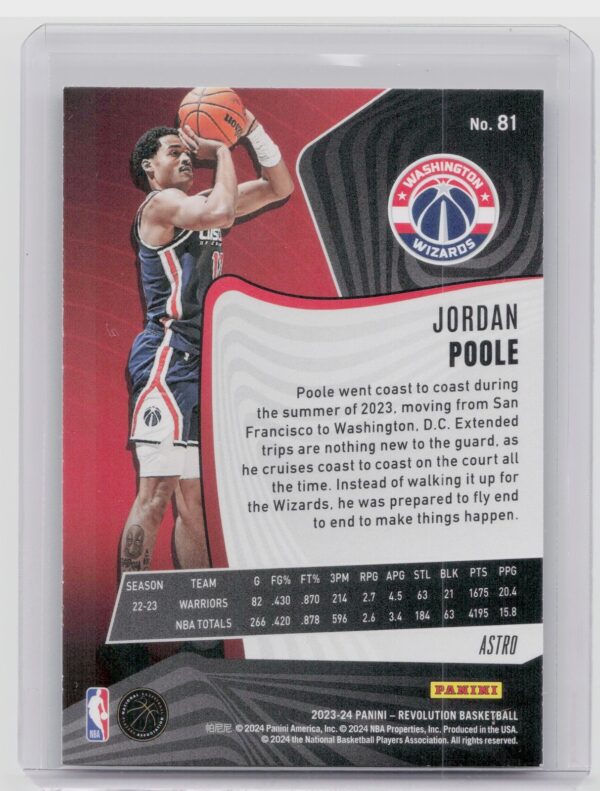 2023-24 Panini Revolution Jordan Poole #81 Wizards - Image 3