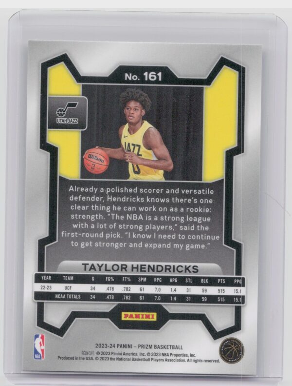 2023-24 Prizm Taylor Hendricks Rookie RC 161 Jazz - Image 3