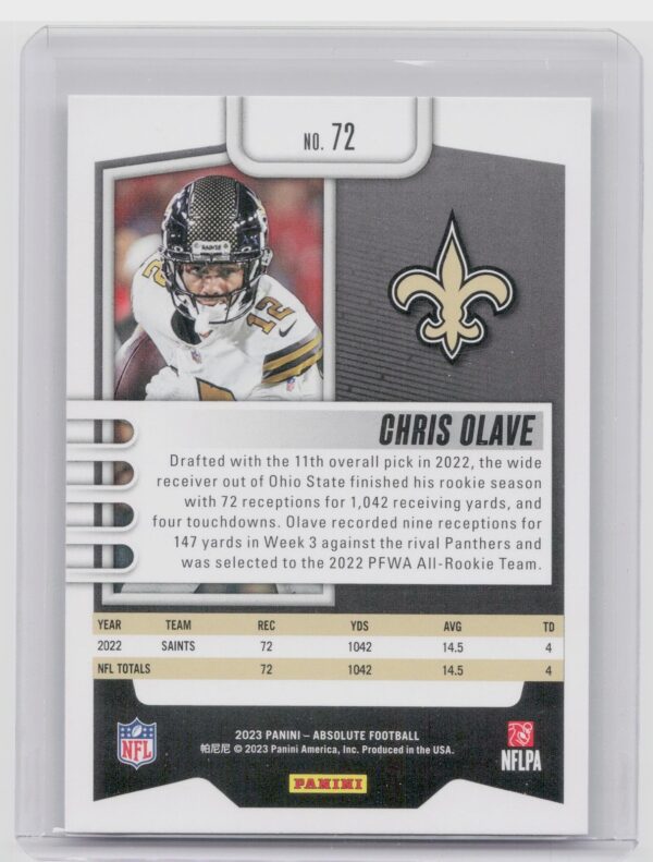 2023 Absolute Chris Olave #72 Saints - Image 3