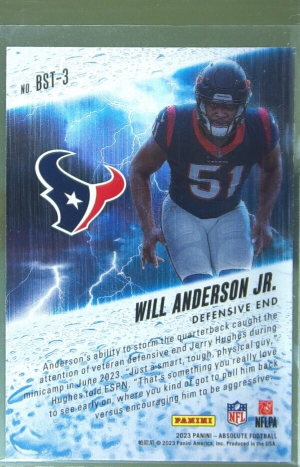 2023 Absolute Will Anderson Jr. RC #BST-3 Texans By Storm - Image 3