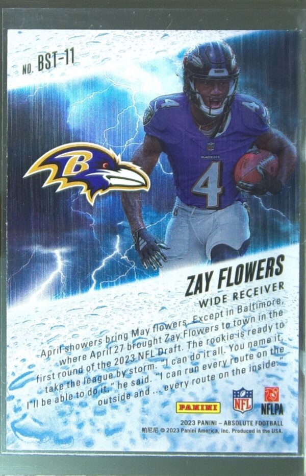 2023 Absolute Zay Flowers RC #BST-11 Ravens By Storm - Image 3