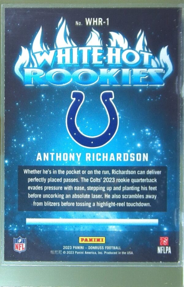 2023 Donruss Anthony Richardson RC #WHR-1 Colts White Hot Rookies - Image 3