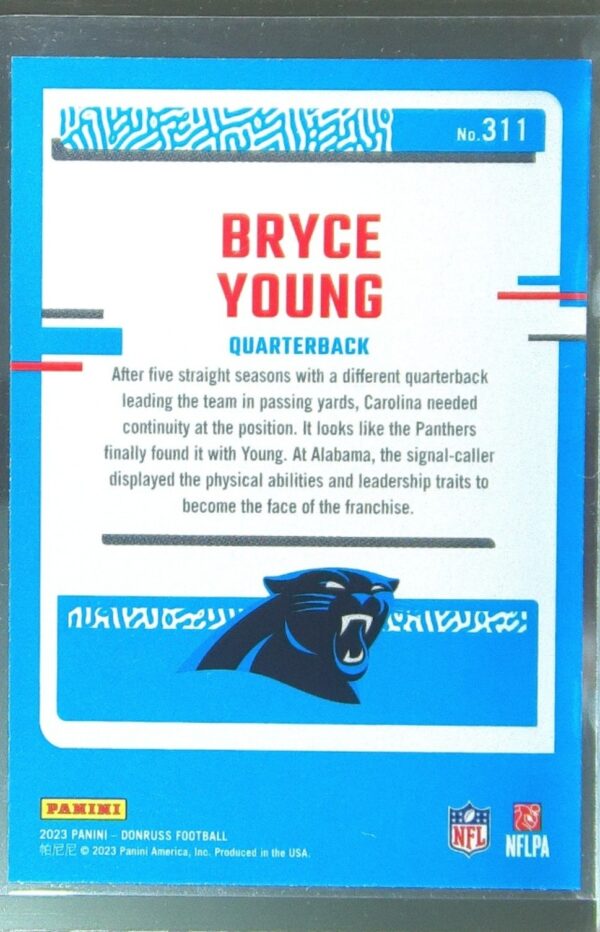 2023 Donruss Bryce Young RC #311 Panthers - Image 3