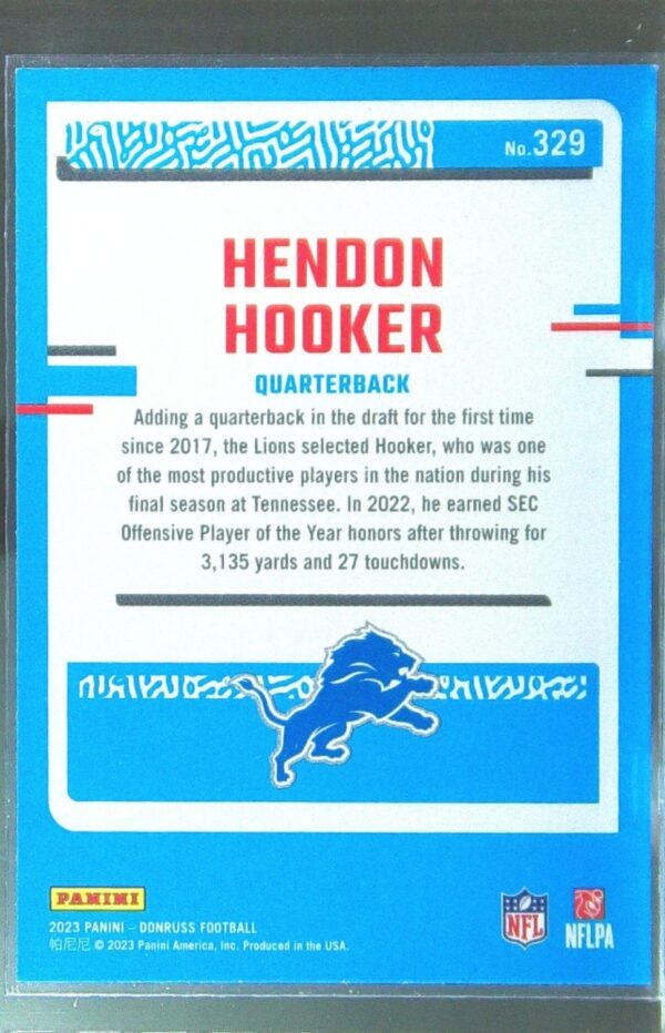 2023 Donruss Hendon Hooker RC #329 Lions - Image 3