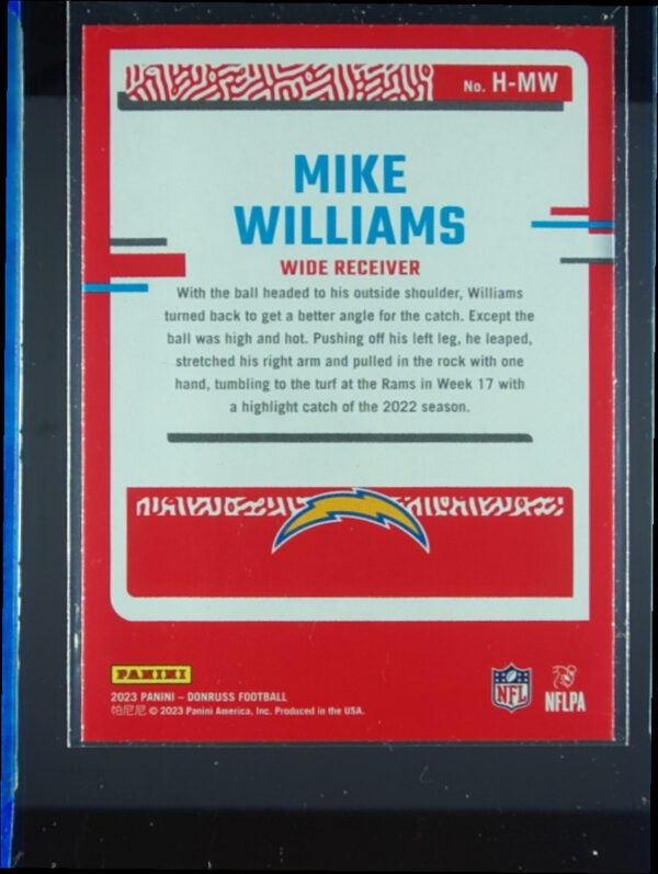2023 Donruss Mike Williams #H-MW Chargers Highlights - Image 3