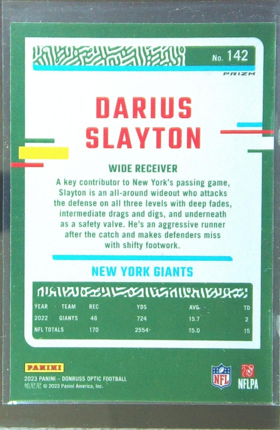 2023 Donruss Optic Darius Slayton Stars #142 Giants - Image 3