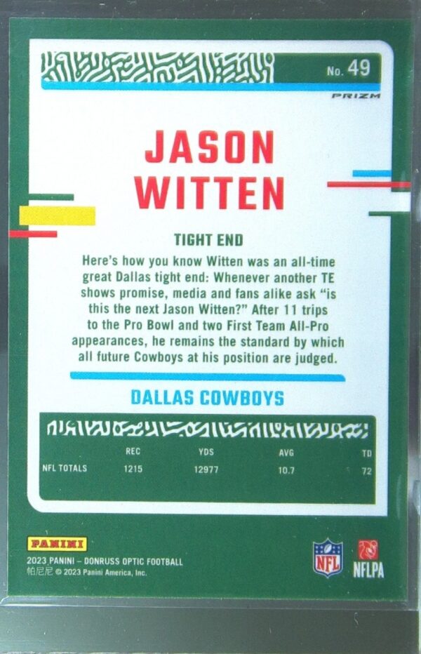 2023 Donruss Optic Jason Witten Holo #49 Cowboys - Image 3