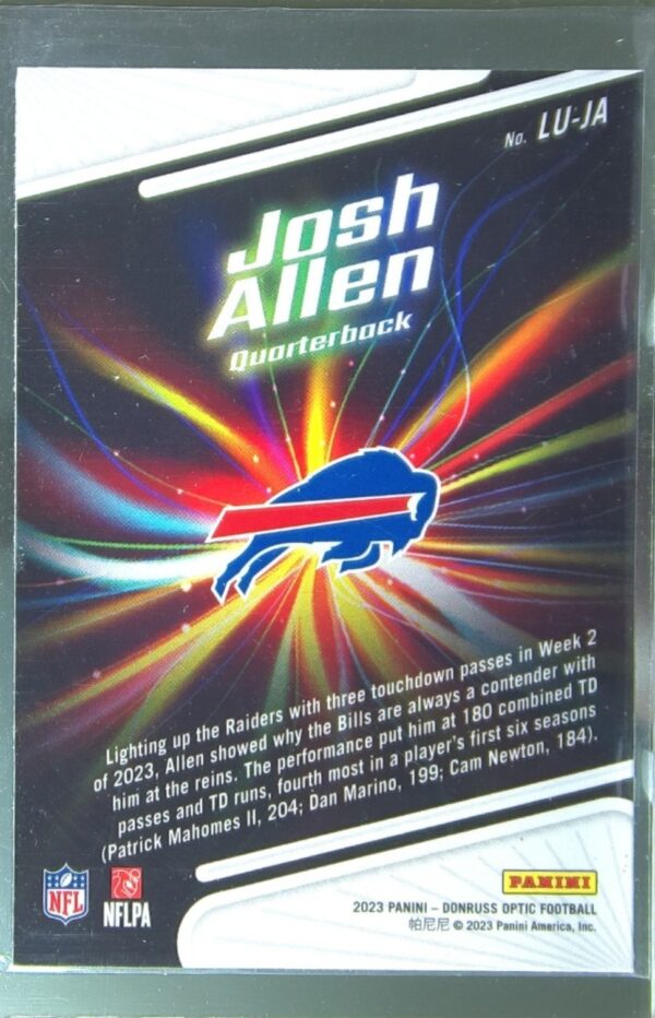 2023 Donruss Optic Josh Allen #LU-JA Bills Light It Up! - Image 3