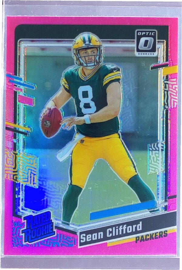 2023 Donruss Optic Sean Clifford Pink RC #242 Packers