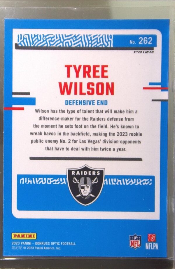 2023 Donruss Optic Tyree Wilson Holo RC #262 Raiders - Image 3