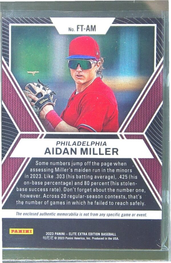 2023 Panini Elite Extra Edition Aidan Miller /49 JSY #FT-AM Future Threads - Image 3