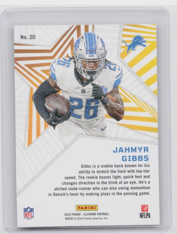 2023 Panini Illusions Jahmyr Gibbs RCS Shining Stars #20 Lions - Image 3