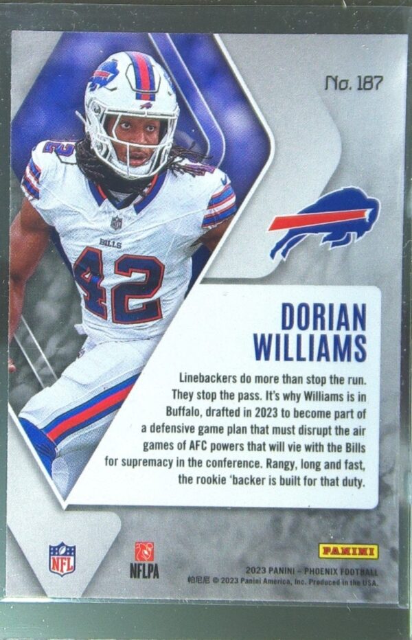 2023 Panini Phoenix Dorian Williams Silver RC #187 Bills - Image 3
