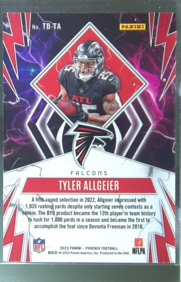 2023 Panini Phoenix Tyler Allgeier #TB-TA Falcons Thunderbirds Silver Seismic - Image 3