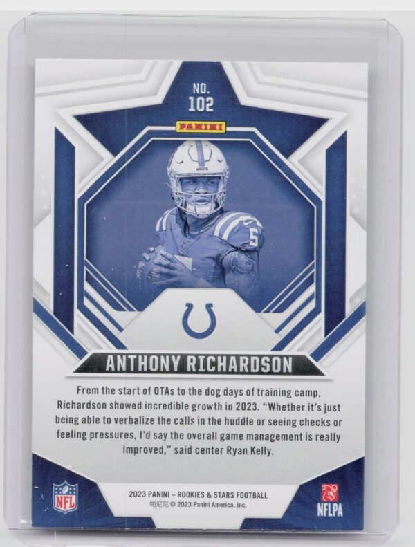 2023 Panini Rookies & Stars Anthony Richardson RC #102 Colts - Image 3