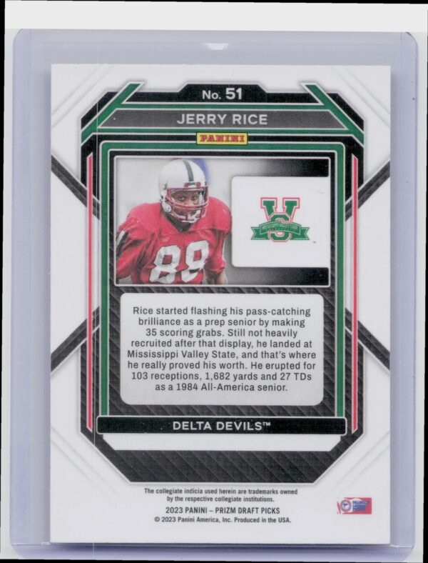 2023 Panini Select Draft Picks Jerry Rice #94 Devils - Image 3