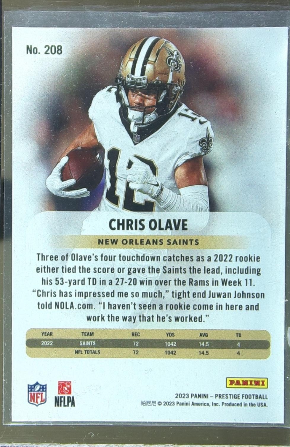 2023 Prestige Chris Olave Xtra Points Diamond #208 Saints - Image 3
