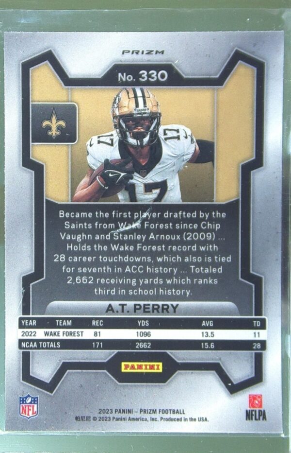 2023 Prizm A.T. Perry RC #330 Saints Rookie Variations Prizms Silver - Image 3