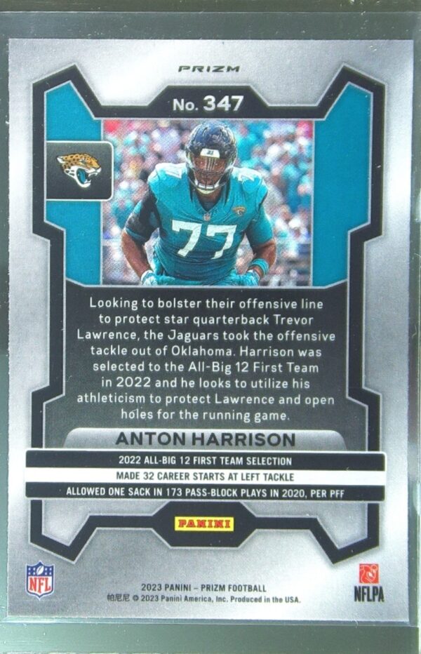 2023 Prizm Anton Harrison Green Wave RC #347 Jaguars - Image 3