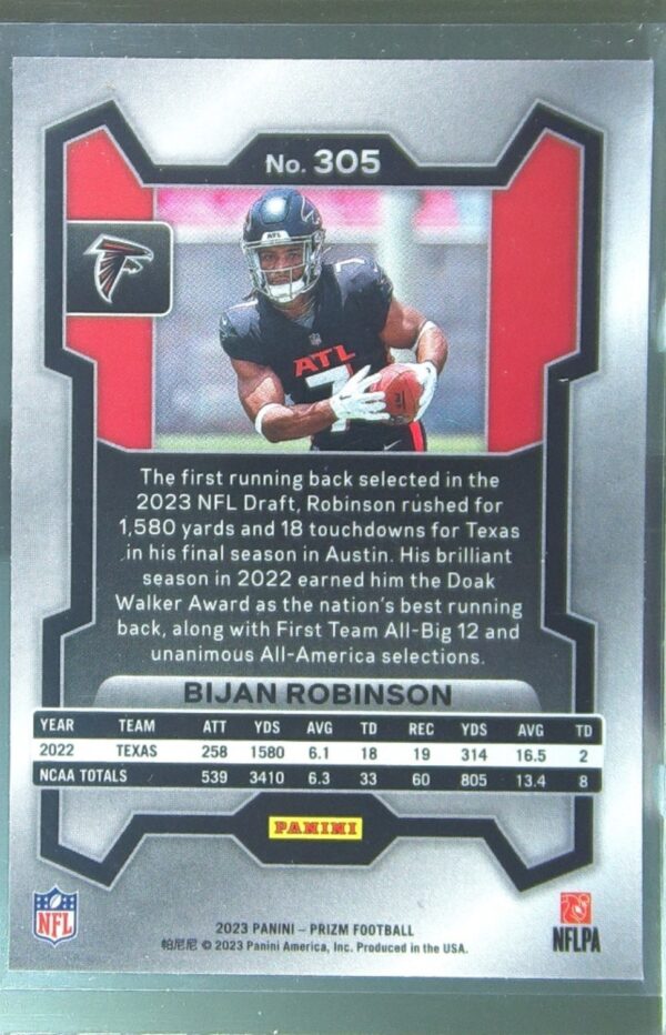 2023 Prizm Bijan Robinson RC #305 Falcons - Image 3