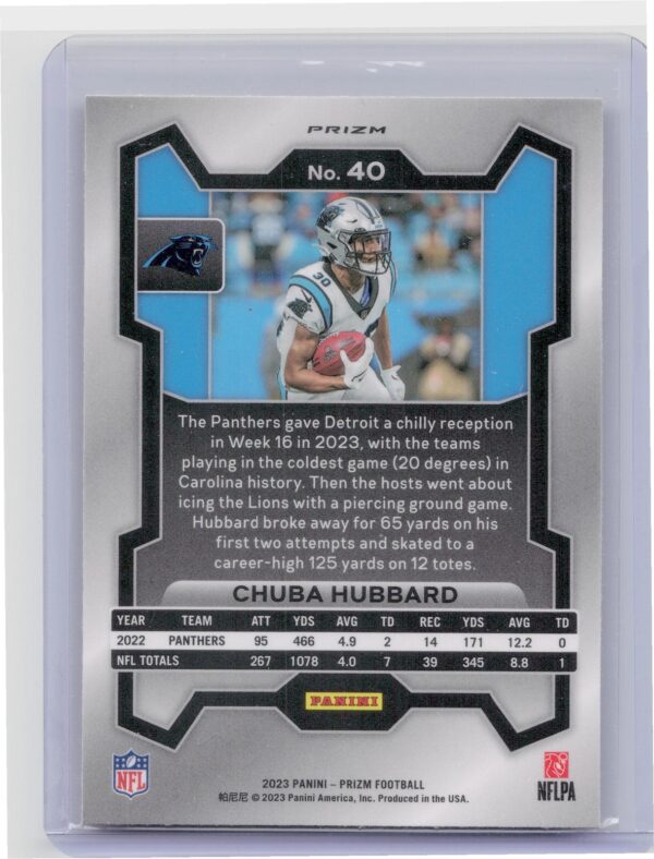 2023 Prizm Chuba Hubbard Disco #40 Panthers - Image 3