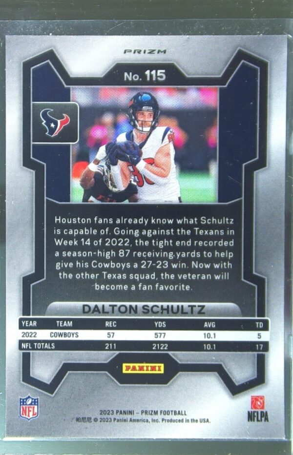 2023 Prizm Dalton Schultz Orange Disco #115 Texans - Image 3