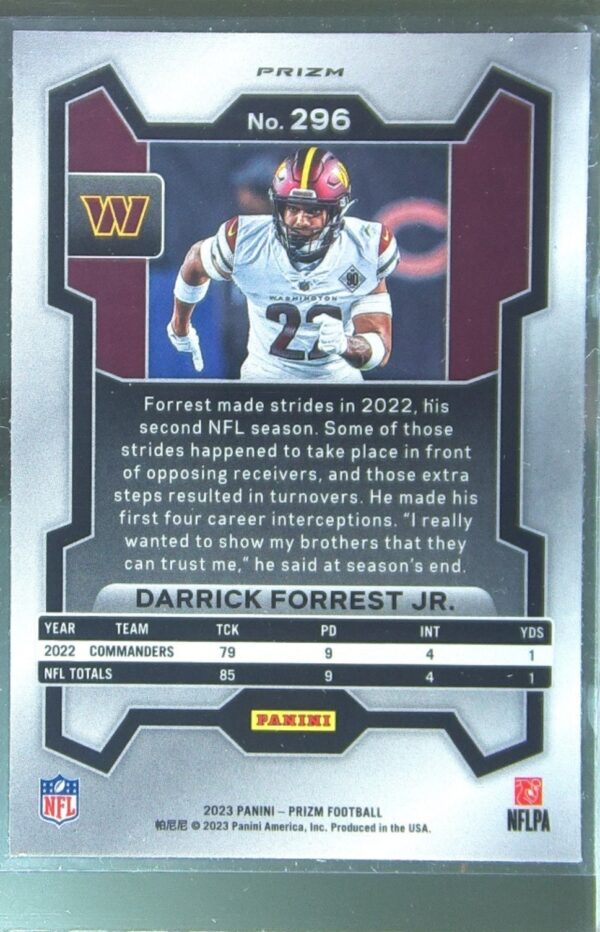 2023 Prizm Darrick Forrest Jr. Green Wave #296 Commanders - Image 3