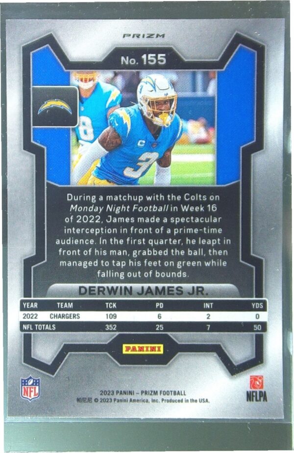 2023 Prizm Derwin James Jr. Orange Disco #155 Chargers - Image 3