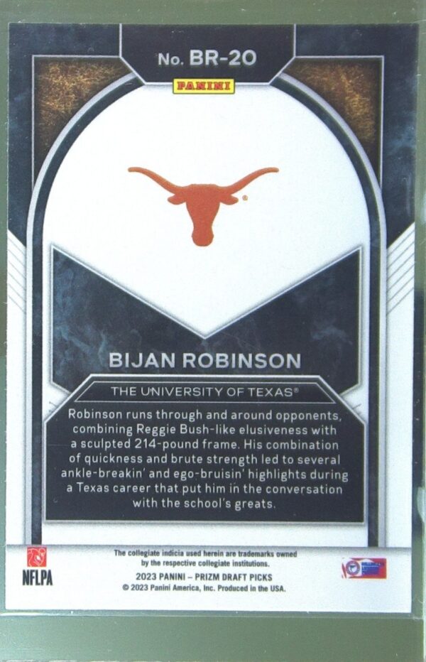 2023 Prizm Draft Picks Bijan Robinson RC #BR-20 Longhorns Brilliance - Image 3