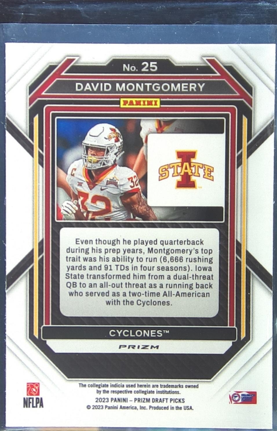 2023 Prizm Draft Picks David Montgomery Prizms Snakeskin #25 Cyclones - Image 3