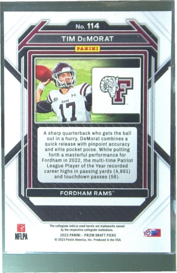 2023 Prizm Draft Picks Tim DeMorat RC #114 Rams - Image 3