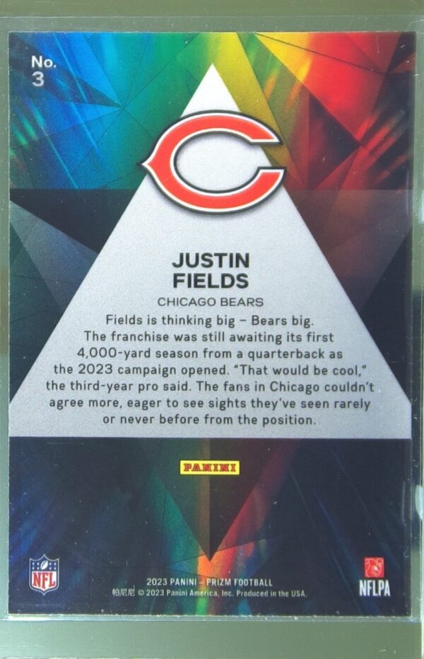 2023 Prizm Justin Fields #3 Bears Prizmatic - Image 3