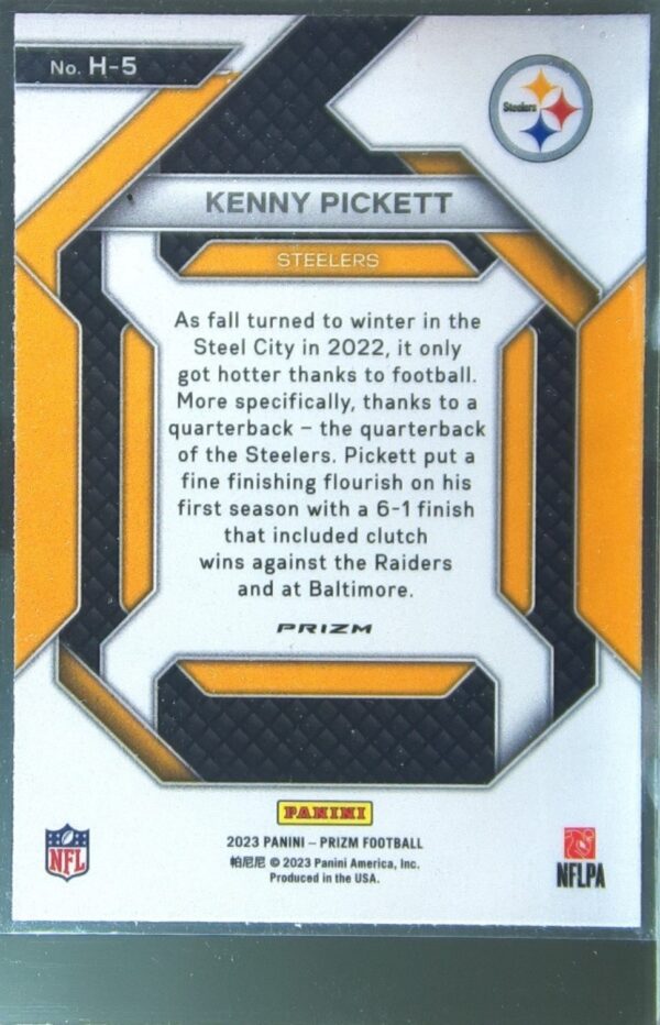 2023 Prizm Kenny Pickett #H-5 Steelers Emergent Prizms Green - Image 3