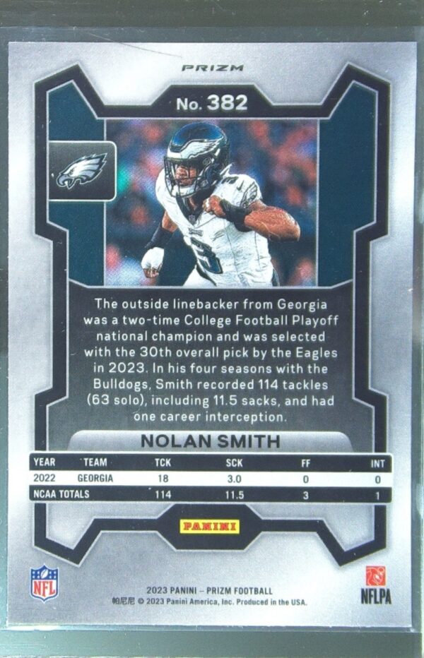 2023 Prizm Nolan Smith Orange Disco RC #382 Eagles - Image 3