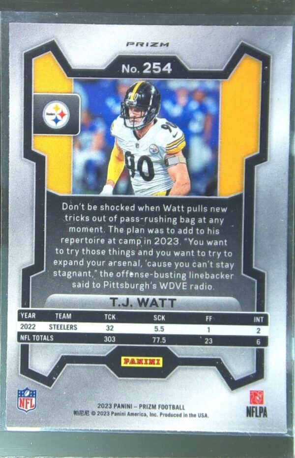 2023 Prizm T.J. Watt Green Wave #254 Steelers - Image 3