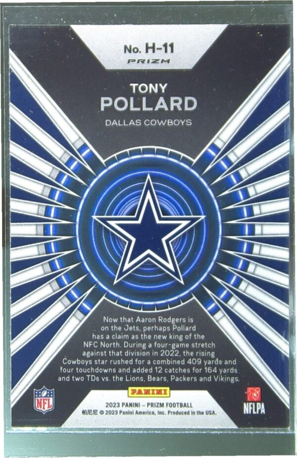 2023 Prizm Tony Pollard #H-11 Cowboys Hype Prizms Green - Image 3