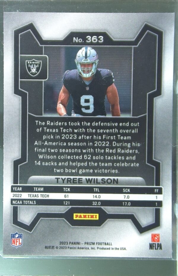 2023 Prizm Tyree Wilson RC #363 Raiders - Image 3